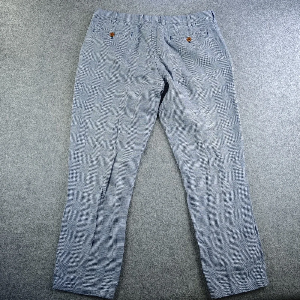 Brooks Brothers Dress Pants Mens 36x30 Milano Blue Houndstooth Linen Blend